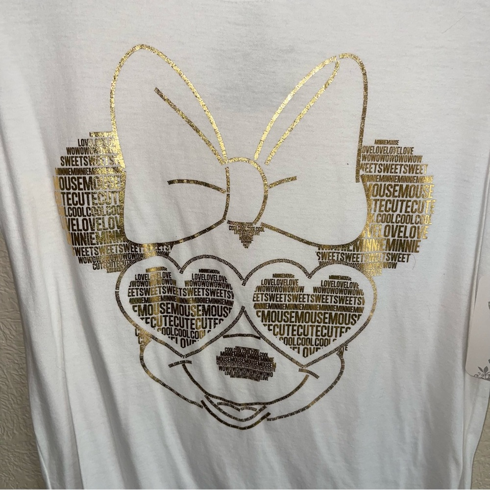 Disney Minnie Mouse Gold Graphic Tee Juniors XL - Picture 2 of 6
